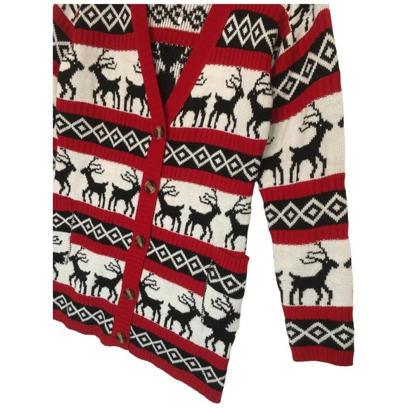 Merry Christmas Womens Size Small Cardigan Knit Sweater Holiday Long Sleeve Red - Picture 5 of 14